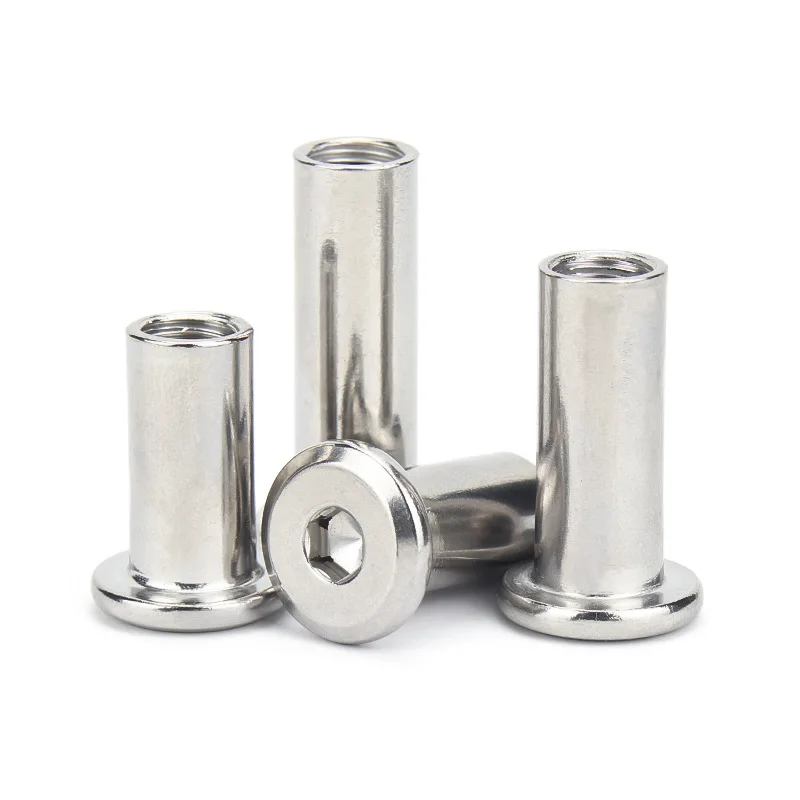 10pcs/lot  M3 M4 M5 M6 M8 Stainless Steel Flat Hex Hexagon Socket Head Furniture Rivet Connector Insert Joint Sleeve Cap Nut