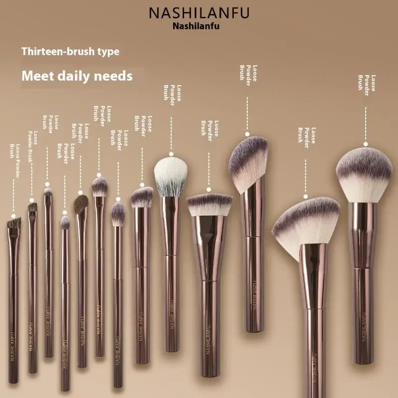 Set di 10 pennelli per trucco per fondotinta correttore fard abbronzante ombretto sopracciglio eyeliner scolpire - diverse dimensioni per Profess