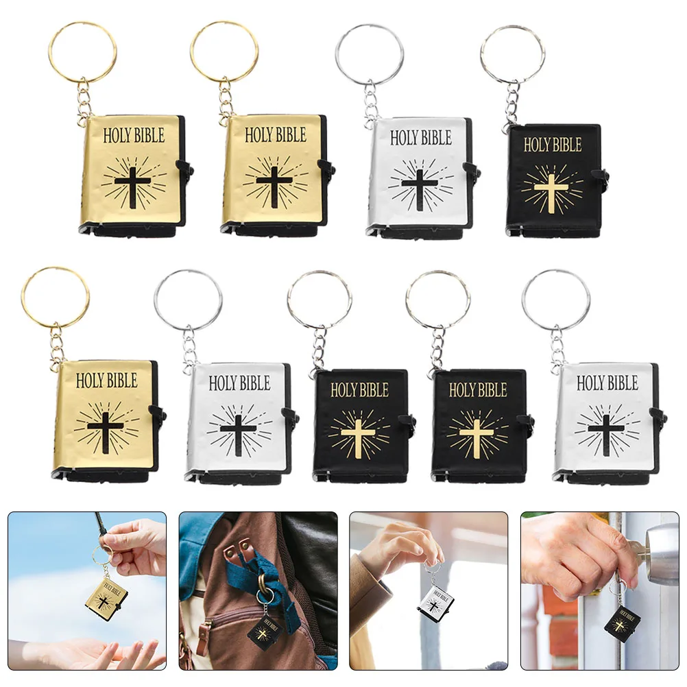 

9pcs Key Ring Religious Keychain Pendant Bag Hanging Decoration Purse Ornament Holy Book Gift Birthday Festival