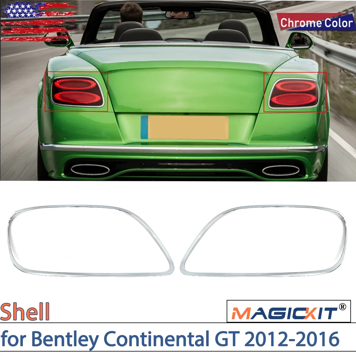 

MAGICKIT 2 шт. GT, яркий хромированный задний Фотофон для Bentley Continental GT/GTC, аксессуары поколения 2012-2018