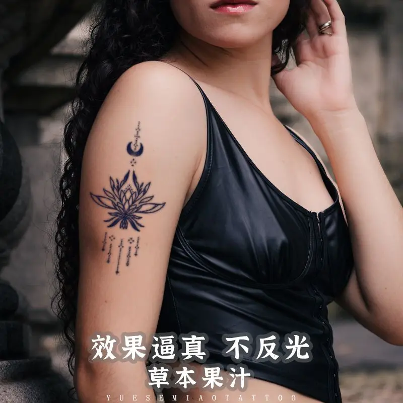 Sexy Thighs Waterproof Temporary Tattoos for Women Festival Herbal Lotus Stars Tassels Tattoo Stickers Elegant Art Moon Tattoo