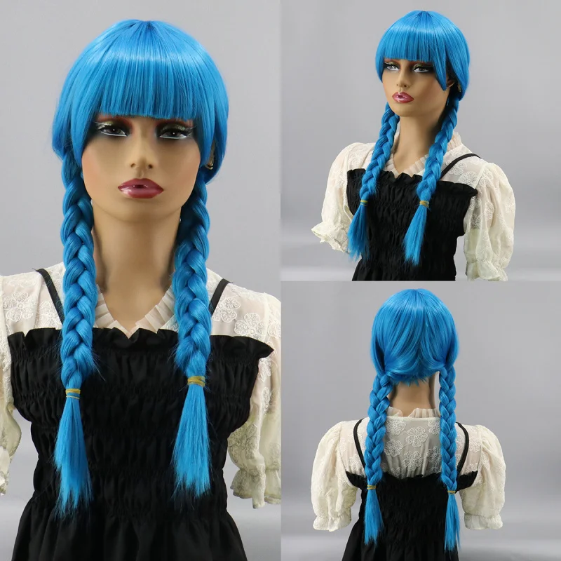 

European and American Fashion PartycosplayWig High Temperature Fiber Wig Set Double Braided Ponytail Wig