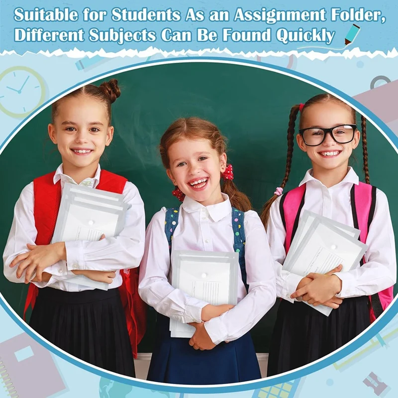 50Pcs Sticker Photo Storage Folder Clear Envelope Bag For School Home Office 7.08 X 9.44Inch