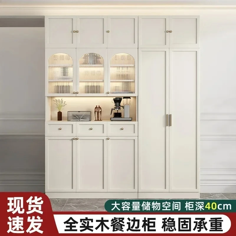 Grande dispensa da cucina con ante in vetro, ripiani regolabili, armadio portaoggetti in legno a più livelli, ante in vetro, armadio da pavimento per soggiorno