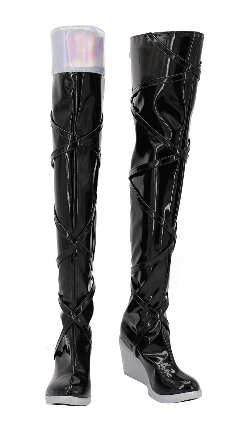 LOL KDA Seraphine Black Cosplay Shoes Boots Halloween Costume Accessories Props Custom Made