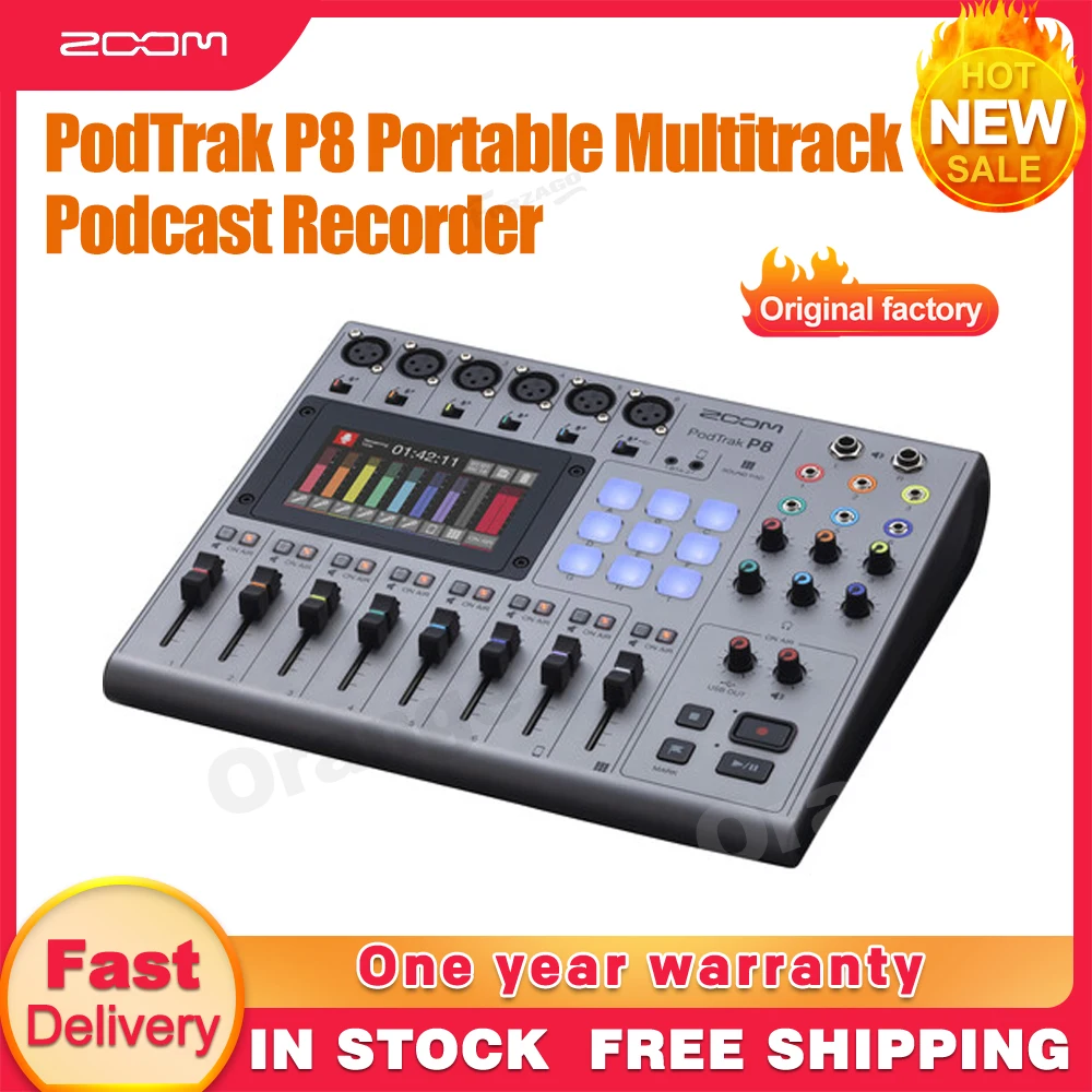 Zoom PodTrak P8 Portable Multitrack Podcast With 8-Channel Live Broadcast Sound Card IOS mobile Recorder pk zoom podtrak p4