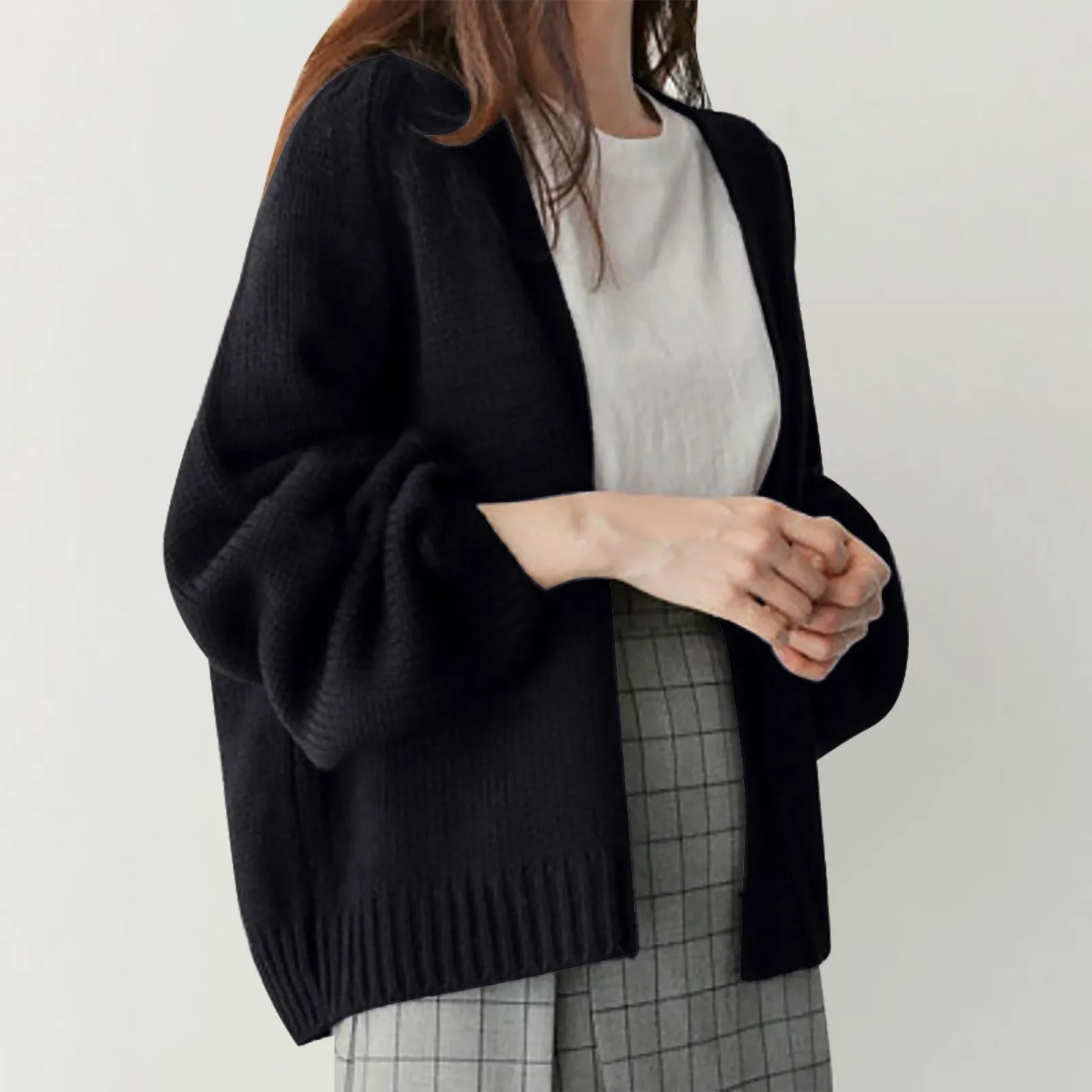 Women'S Solid Color All-In-One Knitted Cardigan Coat Loose And Comfortable Fashion Trend Coat Ladies Simple Casual All Match Top