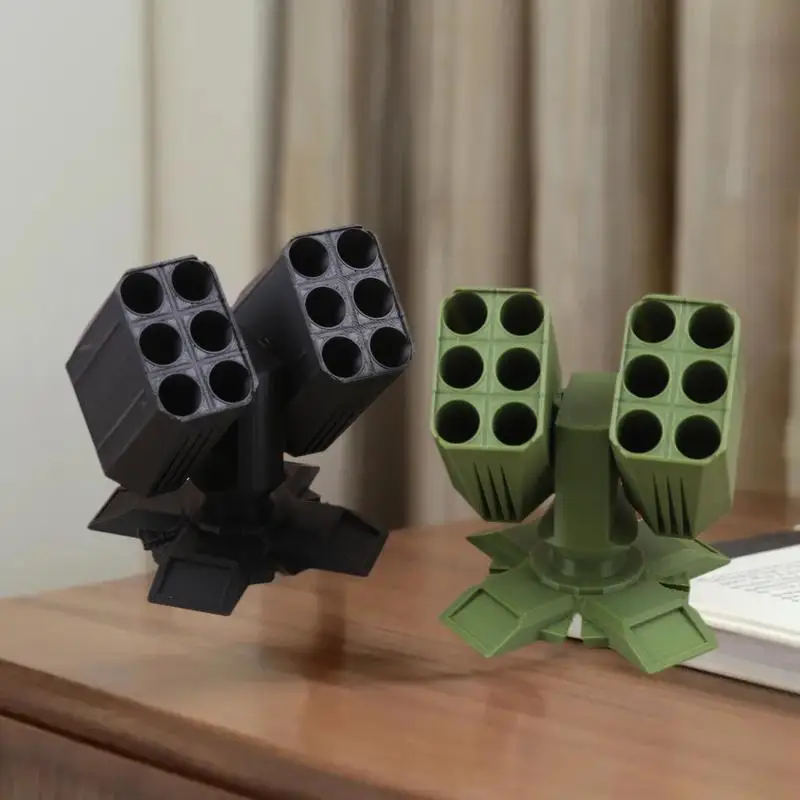 3D Printed Missile Shaped Pen Holder Creative Anti-aircraft Missile Launcher Pen Stand Desktop Organizer Home Office Decoration