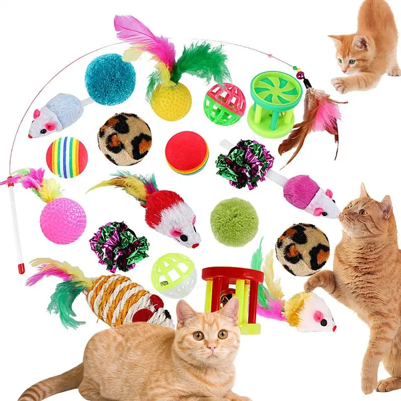 

Cat Teaser Stick 20-Piece Interactive Cat Toy Kit Natural Materials Interactive Pet Toy For Park Garden Outdoor And Home