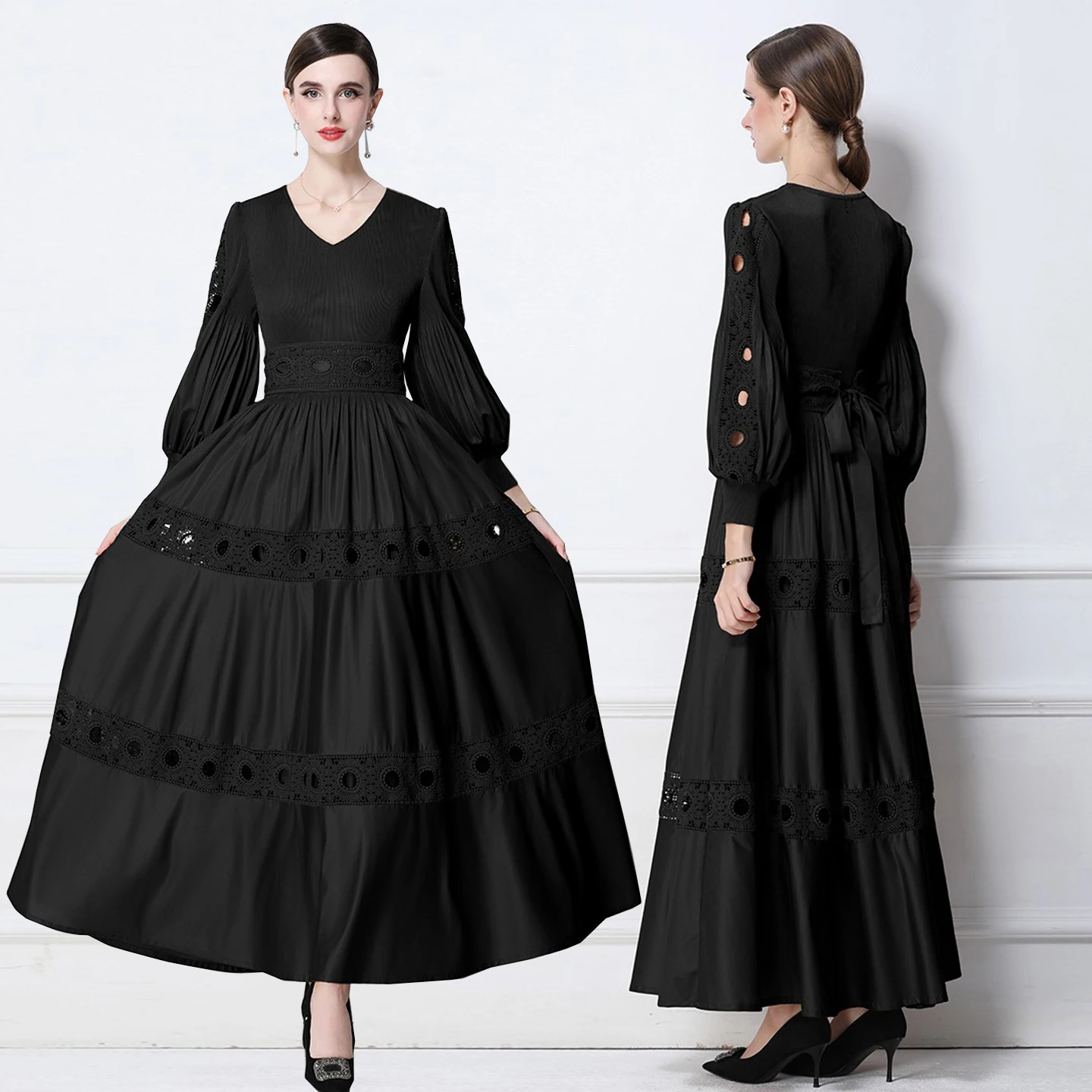 

Длинная женская юбка-фонарик большого размера, силуэт А-силуэт, с V-образным вырезом, для танцев и путешествий