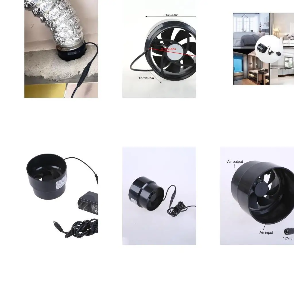 

652F Mini Inline Duct Fan 9.7cm Exhaust Fan Ventilation Exhaust Boosters Quiet Fan for Attics and Cabinets Low Consumption