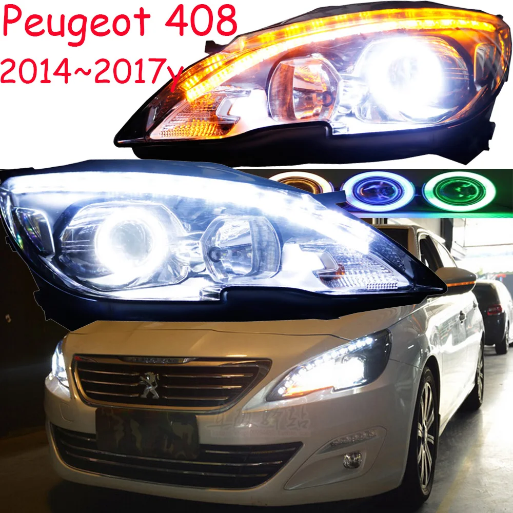 Car bumper Head Lamp for Peugeot 408 headlight hid xenon 2014 2015 2016y LED DRL Head light for peugeot 408 fog light