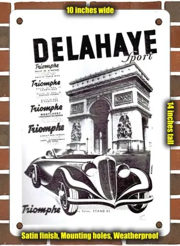 METAL SIGN - 1935 Delahaye Super Luxe Sport - 10x14 Inches