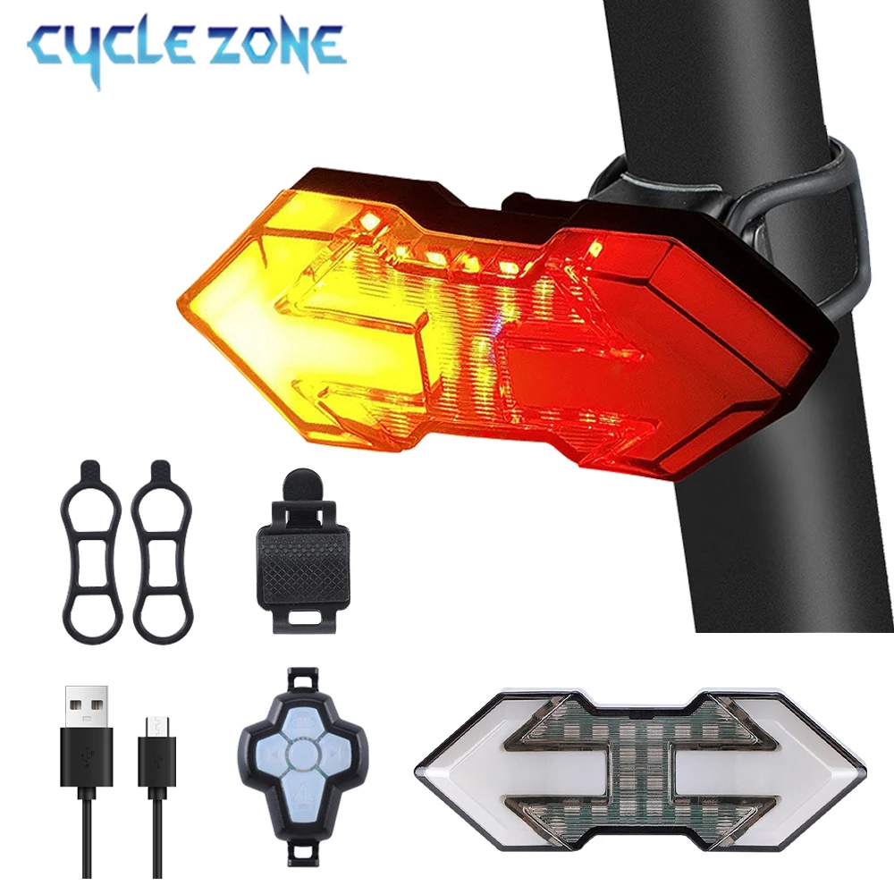 Bicycle Turn Signal Taillight Bike Wireless Remote Controlled Warning Light USB Rechargeable Waterproof Night Riding Rear Lights