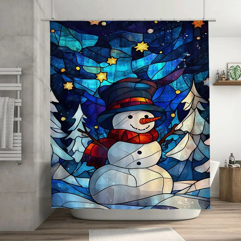 

Tuniu милый снеговик зимний праздник занавеска для душа для ванной комнаты праздничный рождественский декор водонепроницаемый комплект