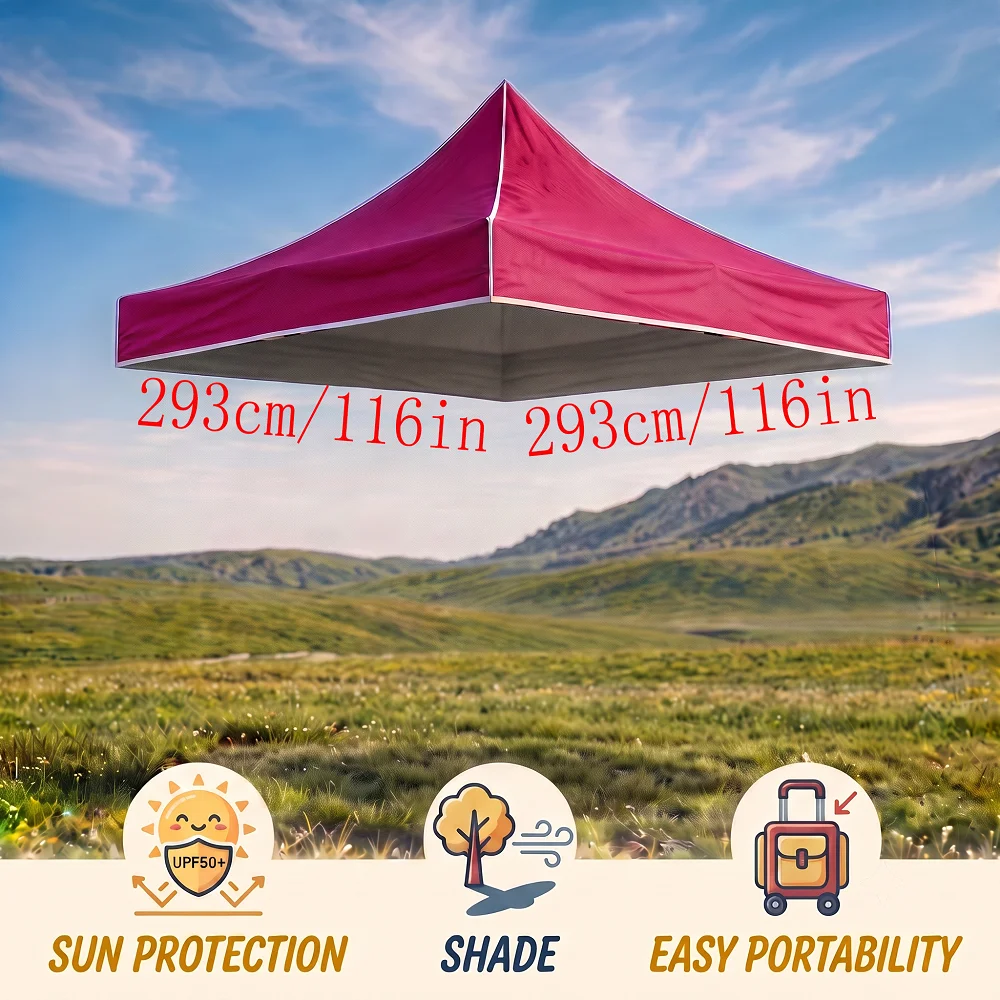 Thickened 40 Square Meter Tent Top Fabric Upf50+ with Strong Sun Protection, Suitable for Outdoor Market Stalls, Wear-Resistant and Tear-Resistant, Portable Replacement Tarp, Compatible with Four-Corner Sunshade, Practical for Multiple Scenarios) (Top Fabric Only, Does Not Include Stand)