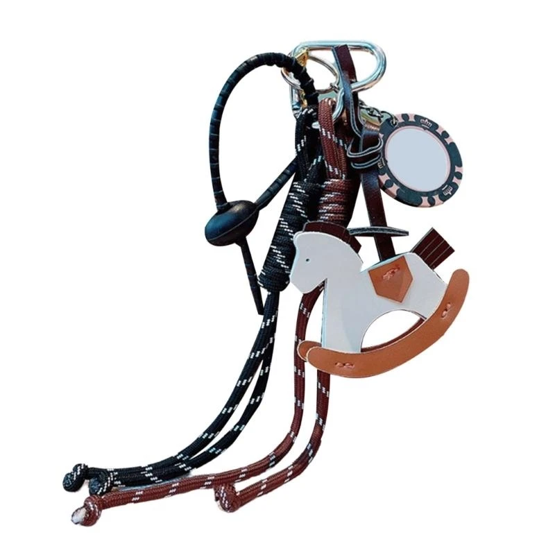 

A3PE Elegant Leather Horse Keychain Bag Charm Pendant With Braided Rope Purse Accespries Suitable For Bags And Car Keys