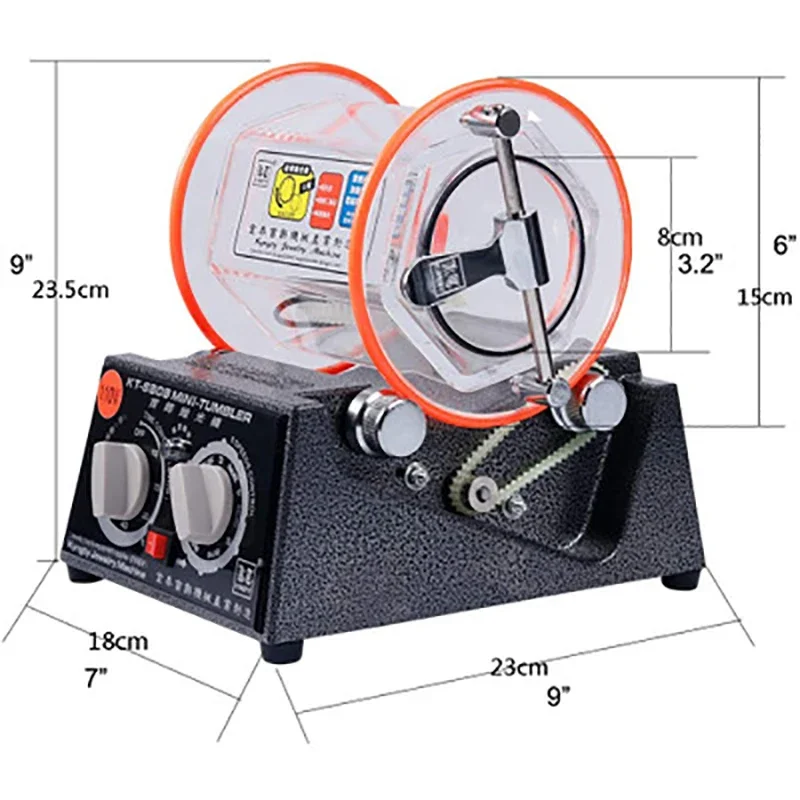 Imagem -04 - Máquina de Polimento de Tambor de Jóias Copo Rotativo Máquina de Tumbling Mini Limpeza Ferramentas de Acabamento Capacidade de 3kg
