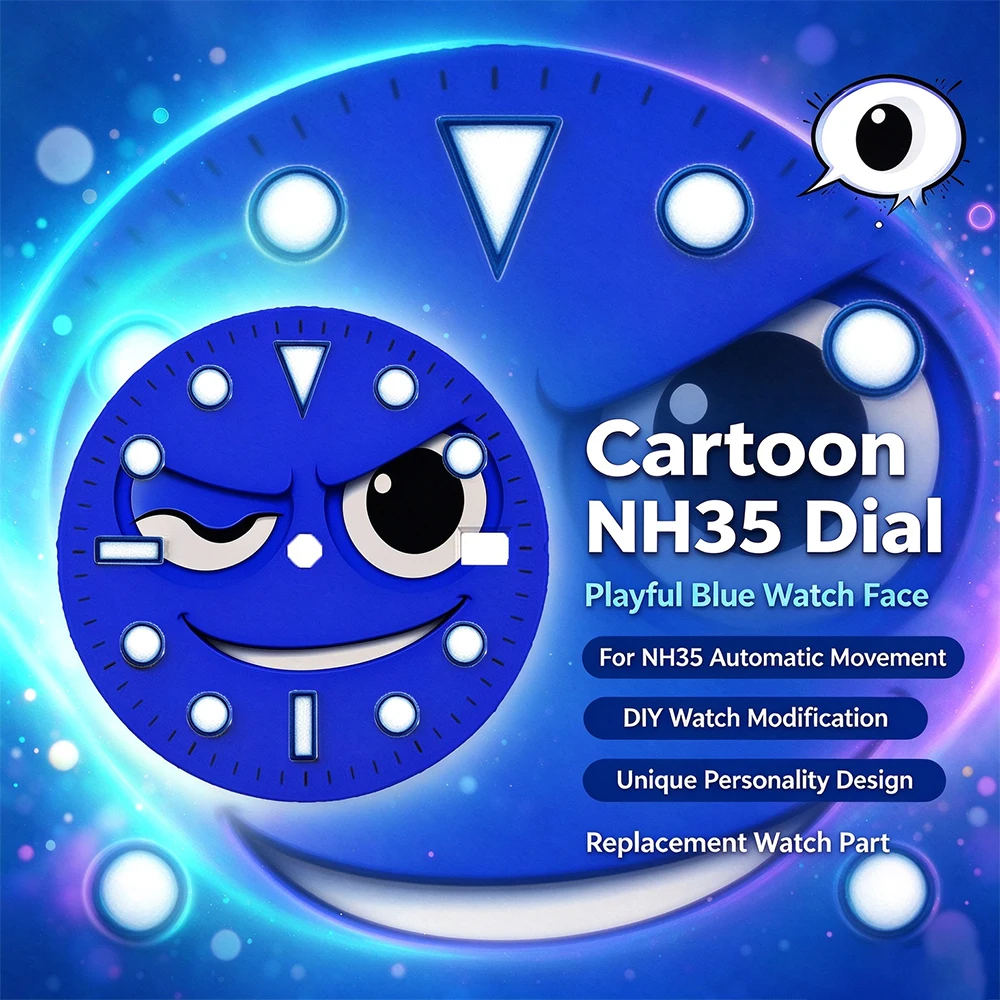Fun Wink Face NH35 Watch Dial 28.5mm Luminous Indicator Dial Fit NH35 Movement Creative Cartoon Watch dial nh35 Mod DIY Parts