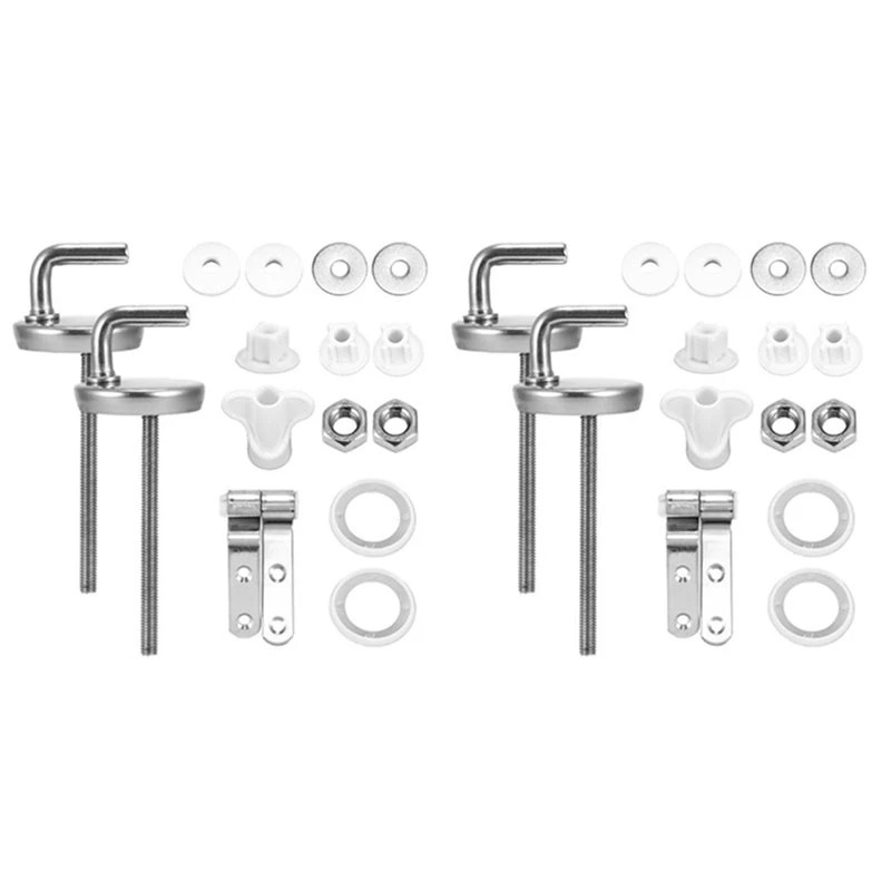 T19C 4X Toilet Seat Hinges Universal Seat Top Fix Hinge Stainless Steel Replacement Toilet Seat Parts
