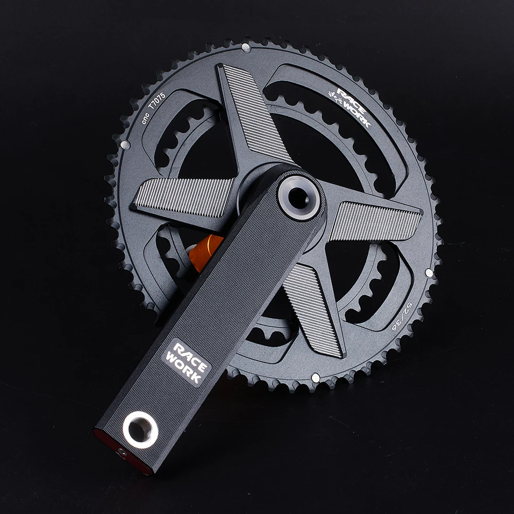 Rennrad Rennrad Kurbel garnitur 170mm Kettensatz Kurbel 50-34t/52-36t/53-39t Kettenrad Aluminium legierung Welle Fahrrad Doppel kettenblatt – Detail 12
