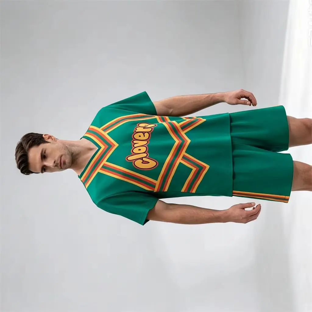 Halloween Costume Men Green Clovers Cheerleader Uniform Bring It On Cosplay Sports Team TShirt Shorts Carnival Party Outfit