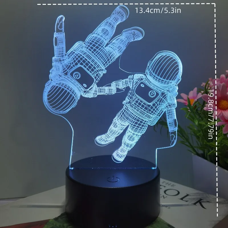 Luz Nocturna 3D de astronauta, lámpara de ambiente USB, decoración de habitación, dormitorio, mesita de noche, luz nocturna de vacaciones, amigos