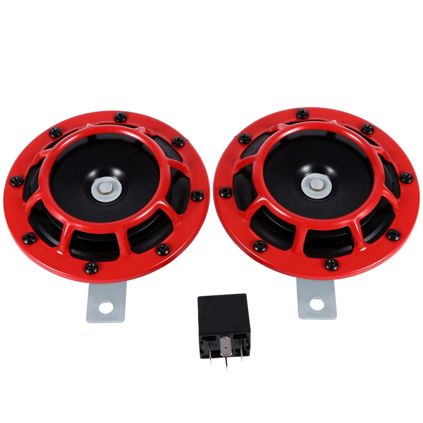 

1 pair of red HELLA Super Loud Compact Electric Tweeter Air Horn Kit 12V 115DB For Motorcycle Car