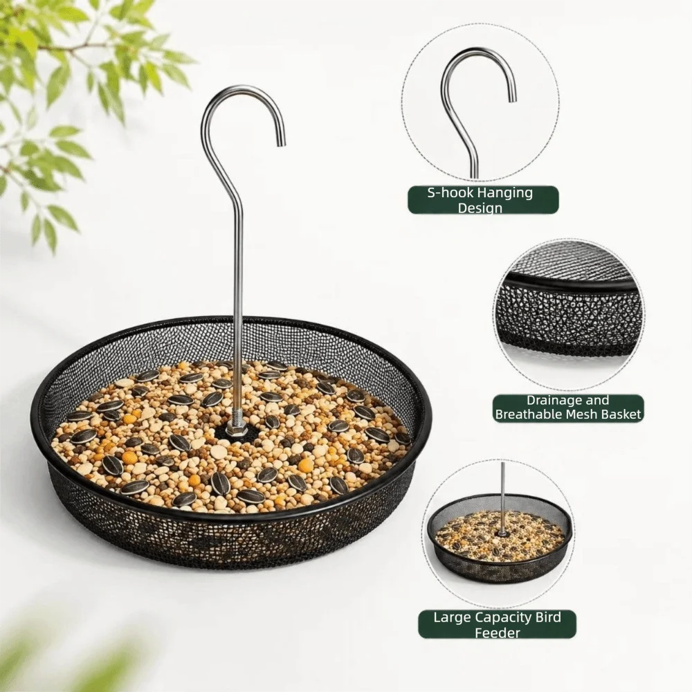 Creative Large Capacity Hanging Bird Feeder Rustproof Durable Bird Feeding Station Metal Mesh Hummingbird Feeder Garden