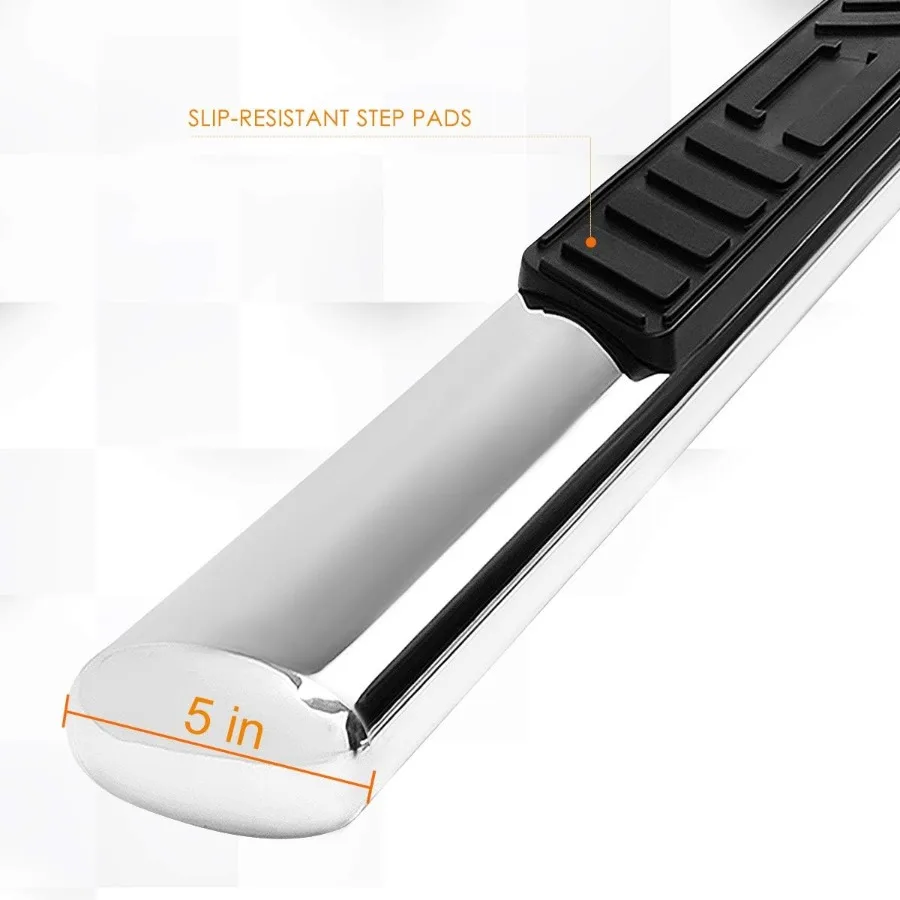 บันไดข้างรถยนต์ทรงรี 2 ชิ้น ขนาด 5 นิ้ว ทำจากโครเมียมสแตนเลส สำหรับรถยนต์ 1522 F150F350 Extended Super Cab ทนทานและมีสไตล์