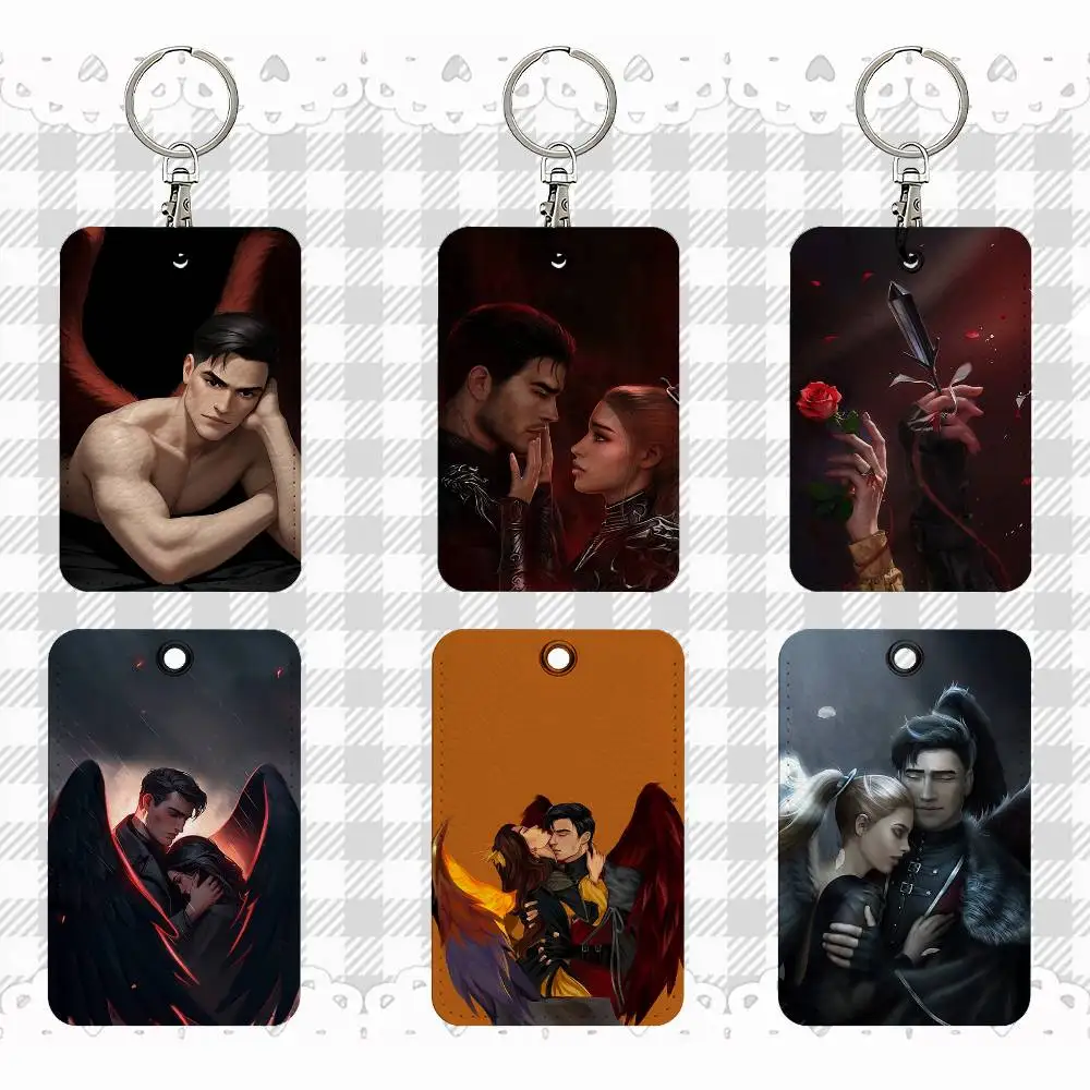 Romance Clubs Game Malbonte Vicky Rectangle ID Card Case Keychain Access Card Bag Key Tag Ring Leather Card Holder Key Ring