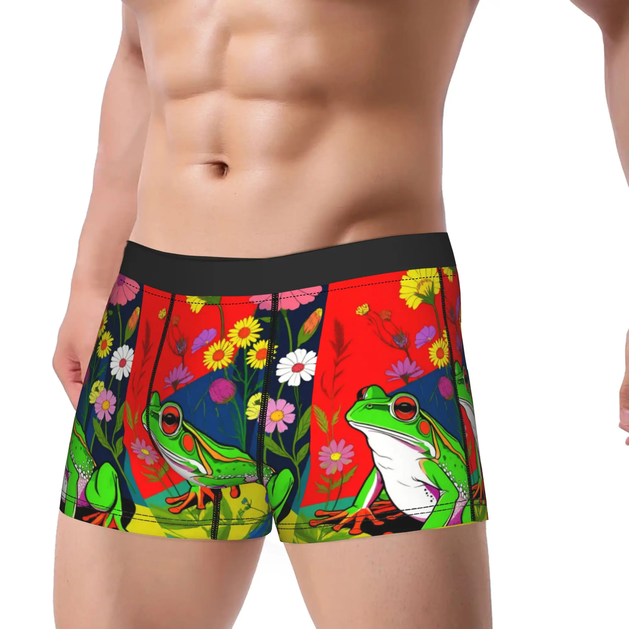Harajuku Frog Rainbow Graffiti Design Underwear  Men Shorts Briefs Classic Trunk Hot Sale Custom DIY Large Size Panties