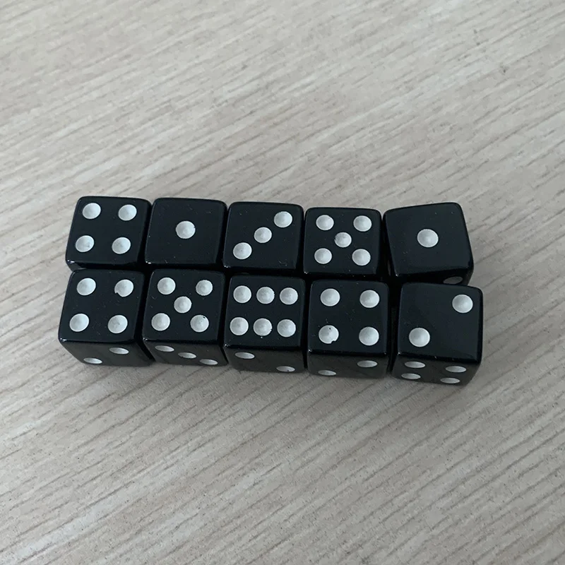 Juego de dados de punta de esquina cuadrada, accesorios para juegos de mesa, 16mm, 10 unidades por juego