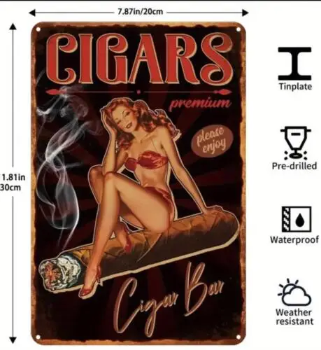 CIGAR  METAL TIN SIGN SEXY WOMAN ON CIGAR CIGAR BAR WALL ART DECOR MAN CAVE ART sign