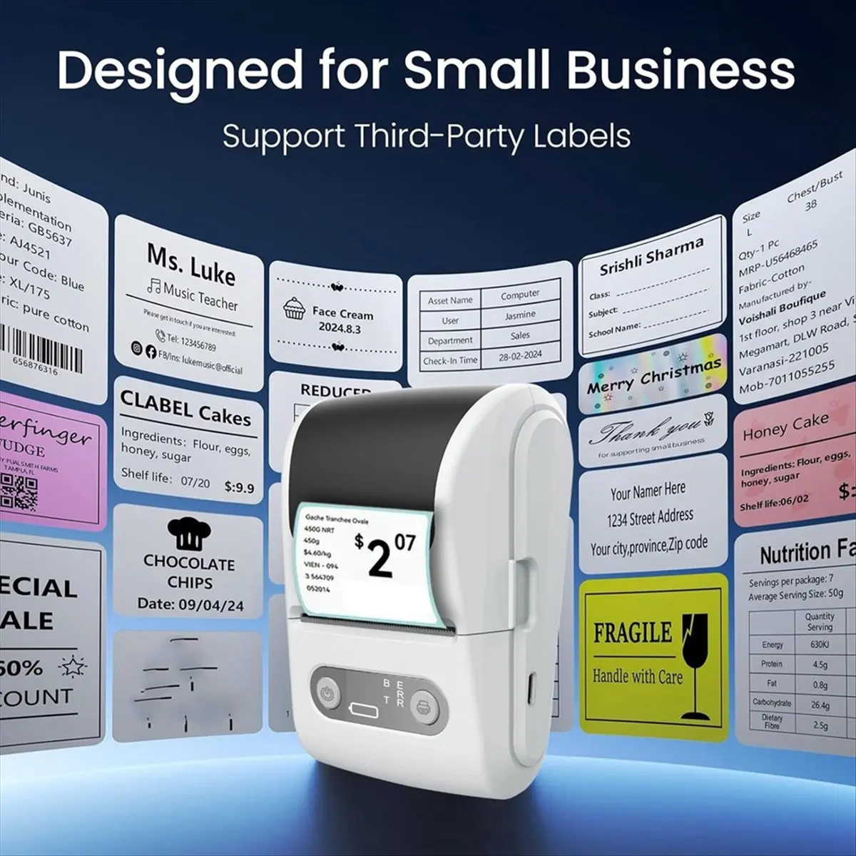 

Okay Wireless Thermal Label Printer-Suitable for Printing Product,Address and Price Labels, Ink-Free, Easy to Use with Phone