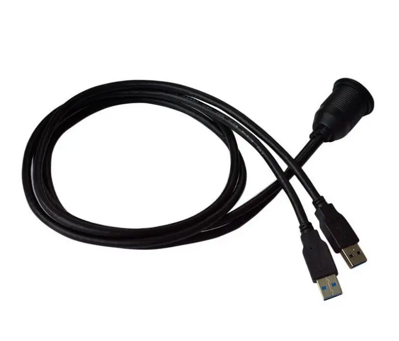 USB 3.0 Port Male To Female Extension Cable Cord Waterproof Flush Mount Dual USB Dock Adapter Dashboard Pan For Car Motorcycle