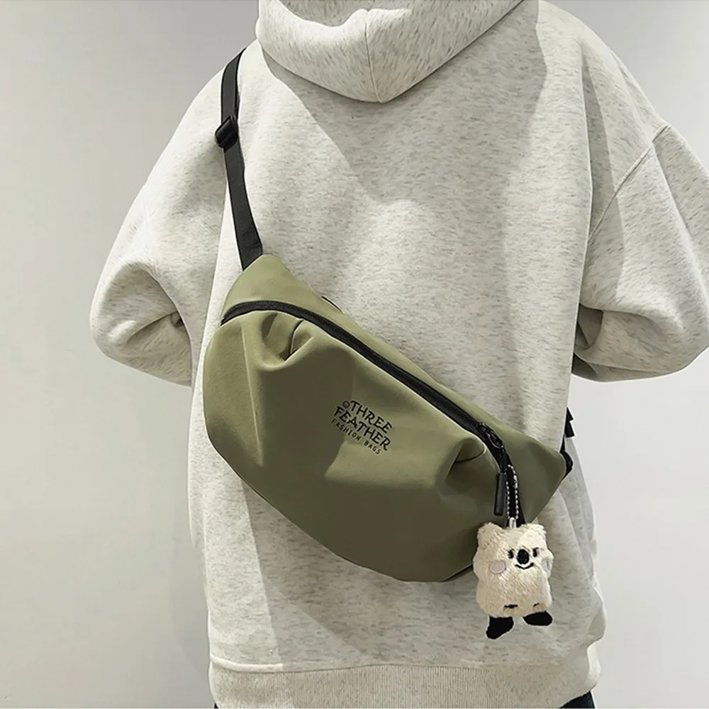 

Casual Male Chest Bag Multifunctional Large Capacity Nylon Waist Bag Zipper Adjustable Strap Single Shoulder Bag Daily Use