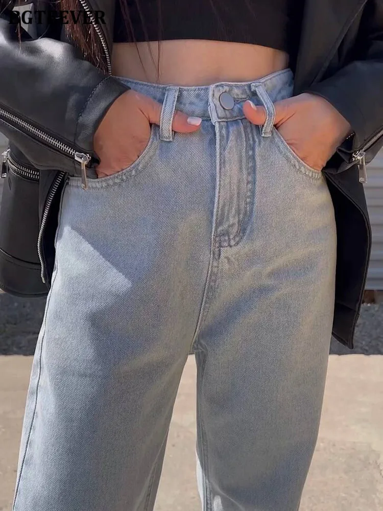 BGTEEVER Stylish Loose Full Female Denim Pants 2022 Spring Ladies Pantalon High Waist Wide Leg Women Jeans Trousers