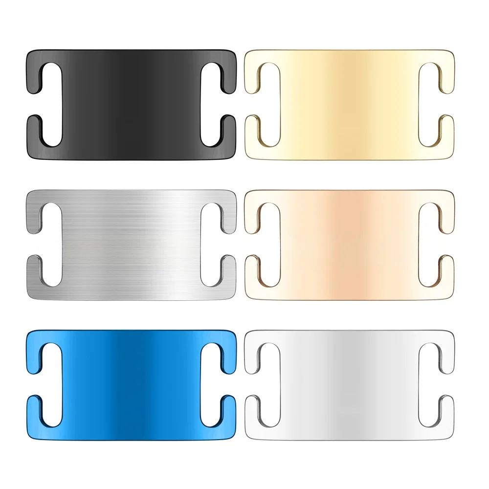 10Pcs Mirror Polished Stainless Steel Pet ID Tags Rectangle Plate Curved Surface Anti-Lost Open-Nameplates for Dogs And Cats