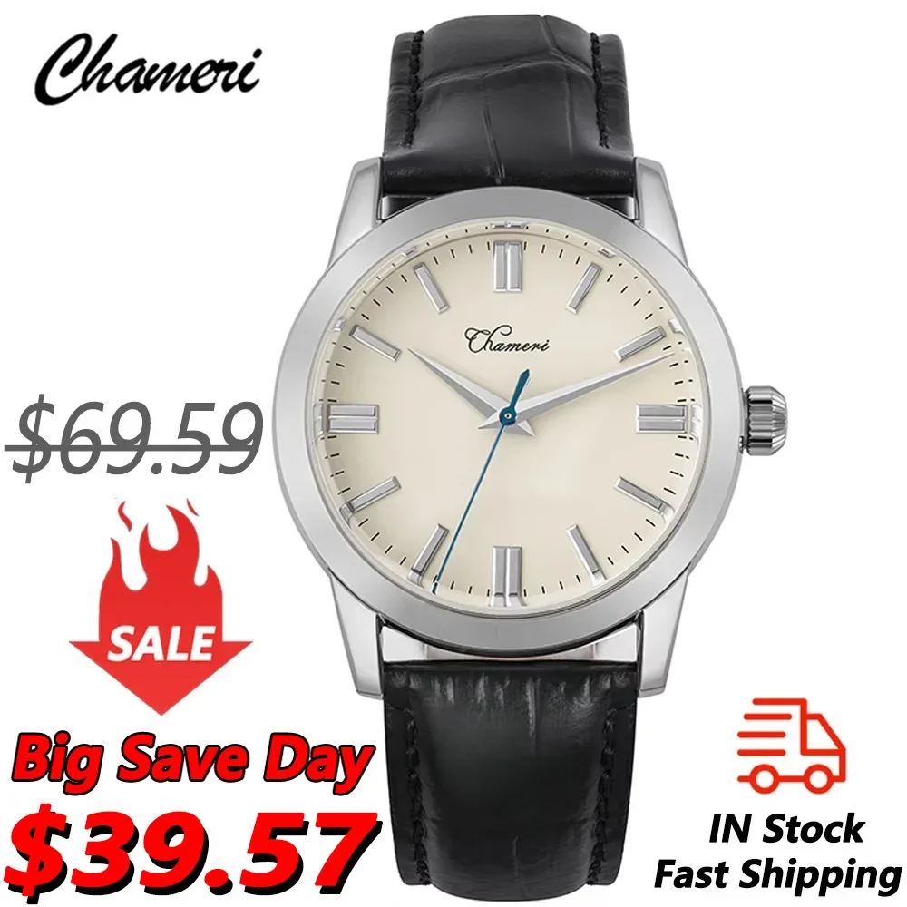 

Chameri GS03 37mm Vintage Watch VH31 Quartz Movement 50m Waterproof Luxury Wristwatch Stainless Steel Sapphire Crystal Watches