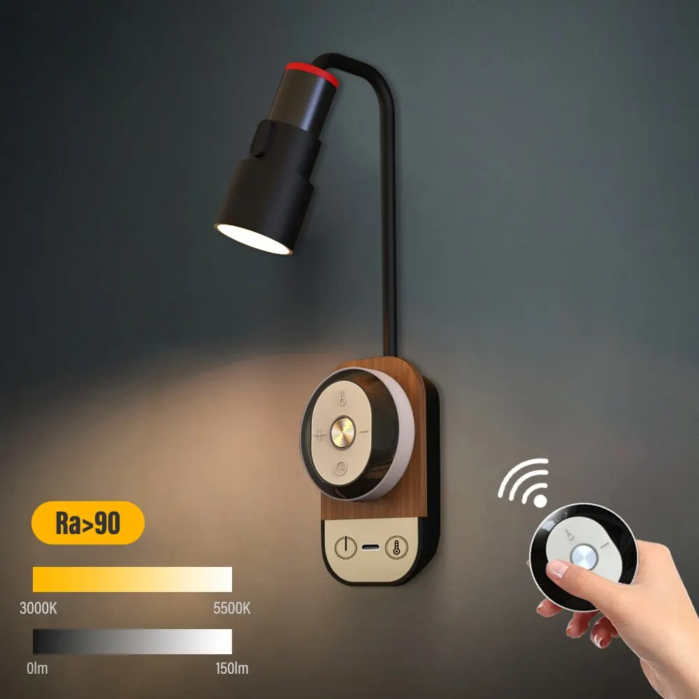 Luz LED de pared con Control remoto, lámpara de escritorio de carga USB, regulable, táctil, luz nocturna para dormitorio, cabecera, oficina, estudio