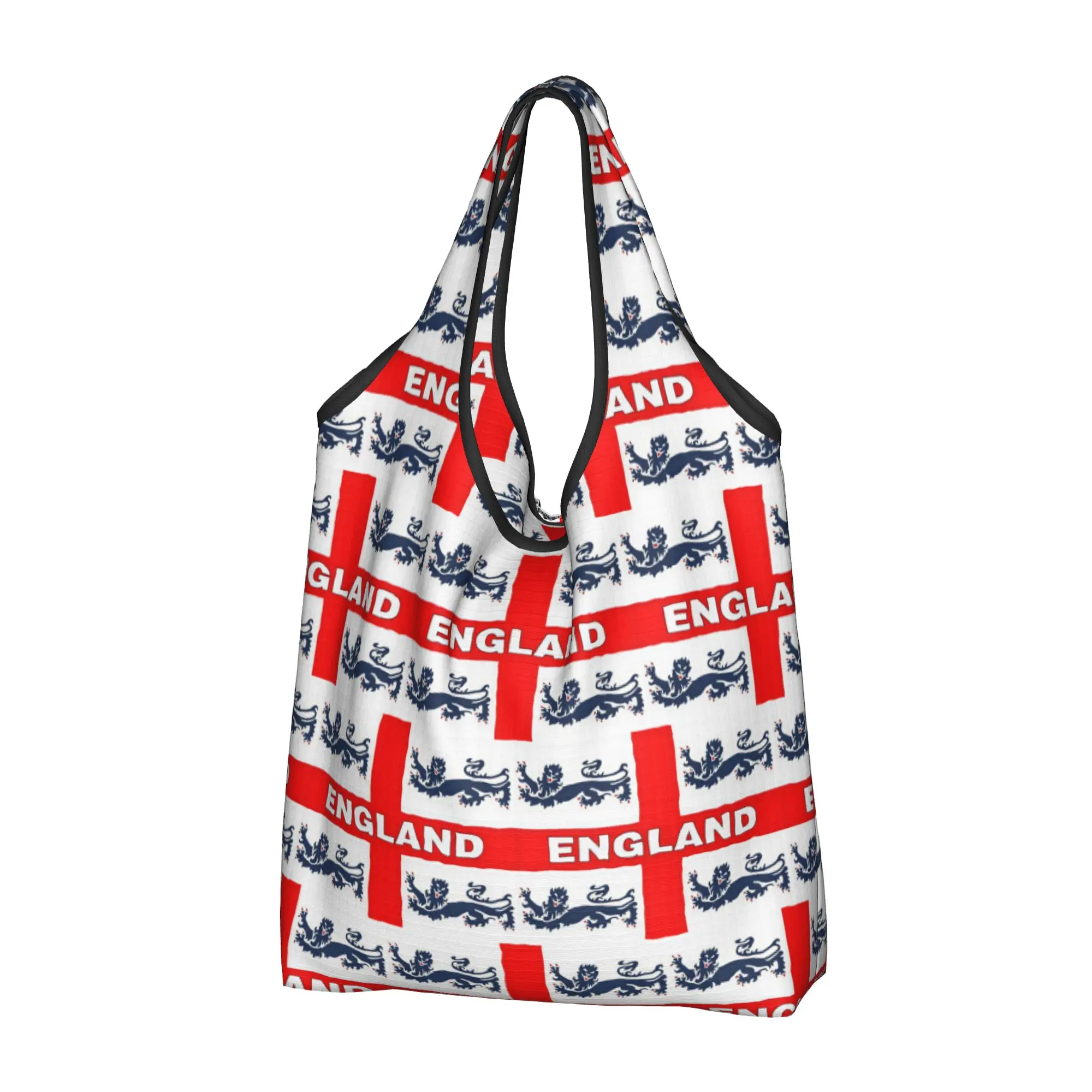 Recycling England Football Flag Shopping Bag Women Tote Bag Portable St George's Cross Grocery Shopper Bags