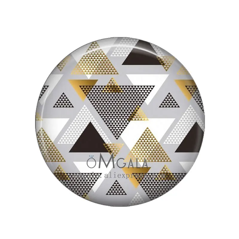 Image 4: Cabochon rond en verre à dos plat, mélange de motifs d'art géométrique, photo noire et dorée, démonstration, résultats exécutifs, 12mm, 14mm, 18mm, 20mm, 25mm, 30mm