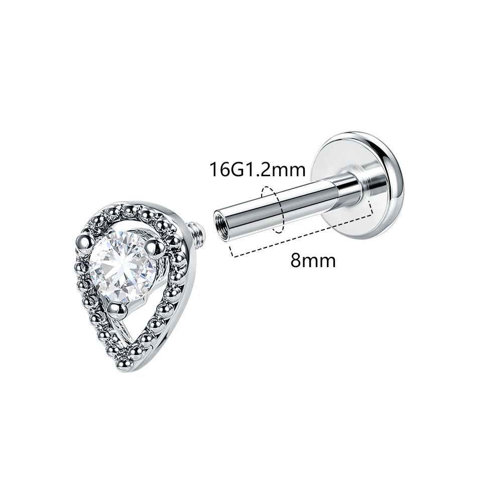 1Pc Steel Butterfly Flower Zircon Helix Stud Earring for Women Internally Threaded Labret Tragus Piercing Body Jewelry