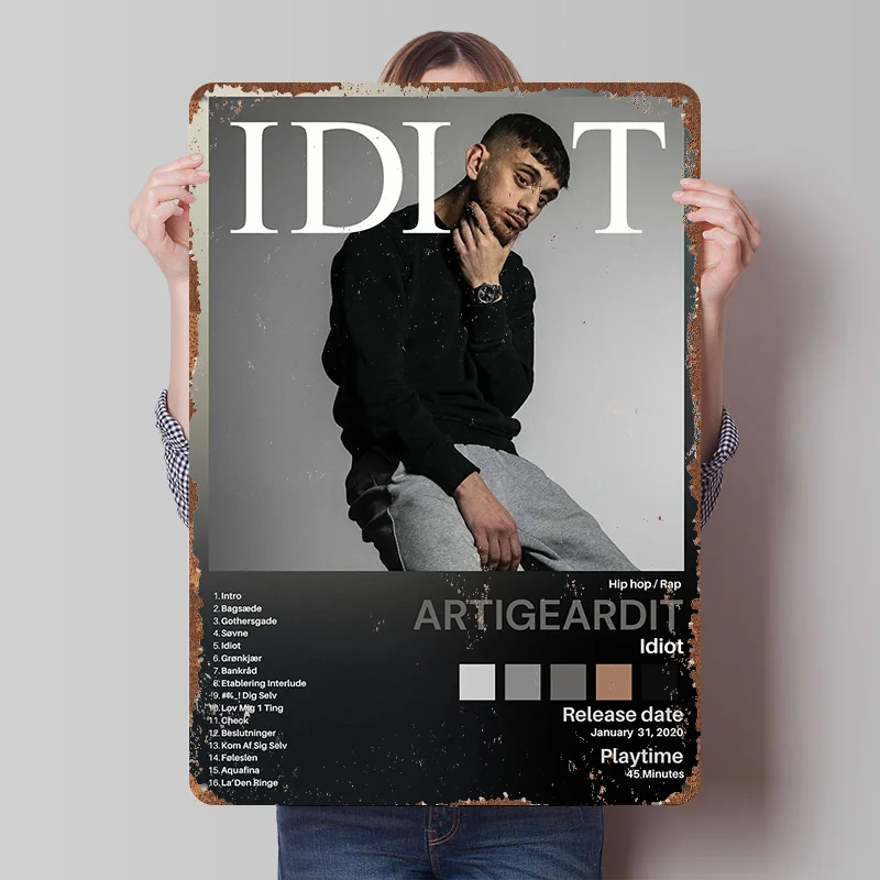 Artigeardit - Idiot Album Cover Poster Customized Wall Art Vintage Metal Signs Retro Tin Plaque for Man Cave House Wand Deko