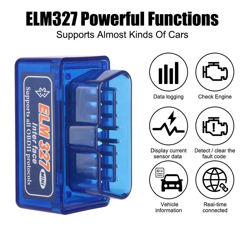 OBD2 Interface Adapter Dual Mode Code Reader ELM327 Car Diagnostic Scanner Bluetooth V1.5 Detector For IOS/Android