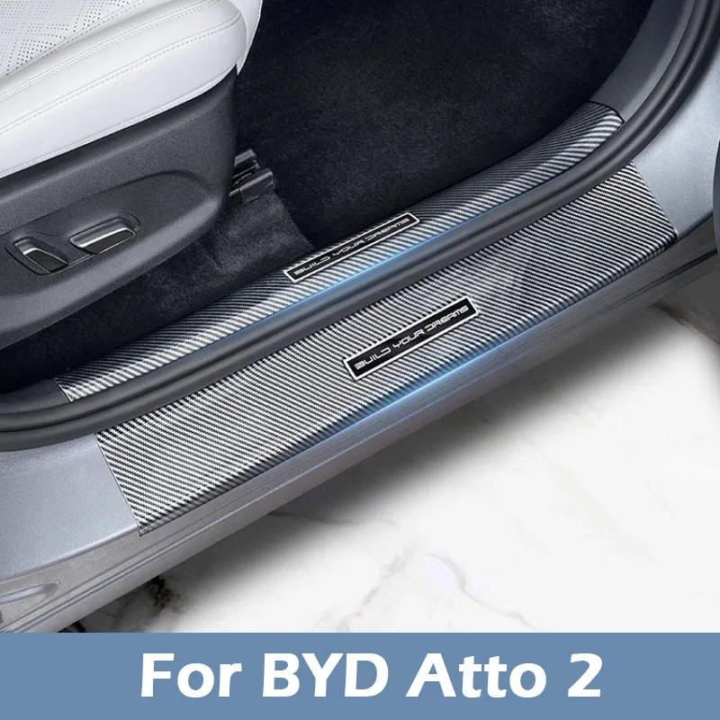 

For BYD Atto 2 2024 2025 Car Threshold Strip Protective Board ABS Carbon Fiber Trunk Protector Sticker Trampling Resistant Panel