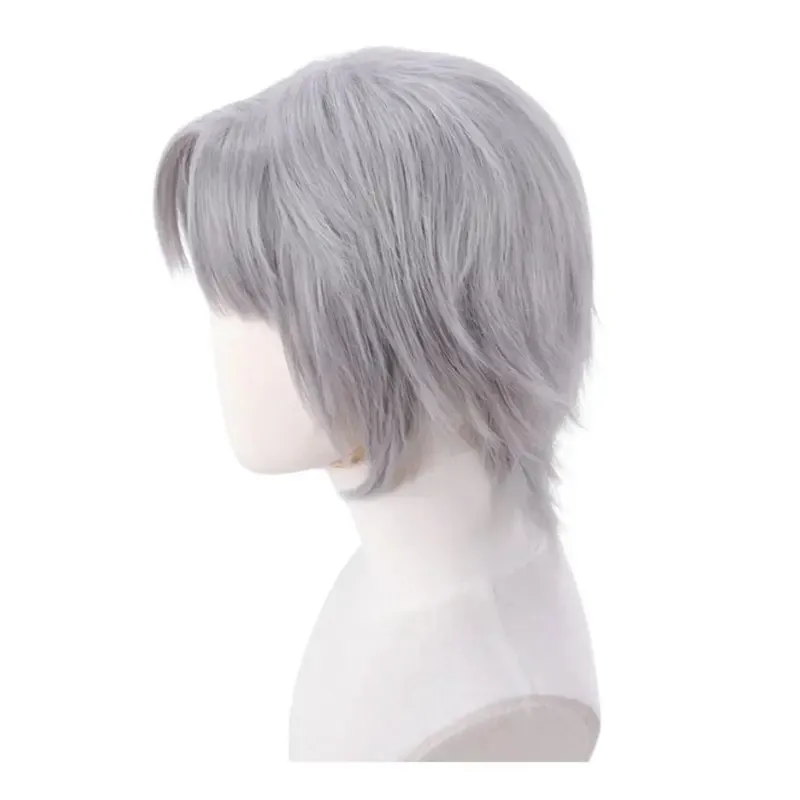 qa156 دانتي شعر مستعار تأثيري DMC 5 أنيمي الدعائم تمويه للرجال الفضة شعر مستعار قصير لعب الأدوار هالوين كرنفال زي اكسسوارات #6