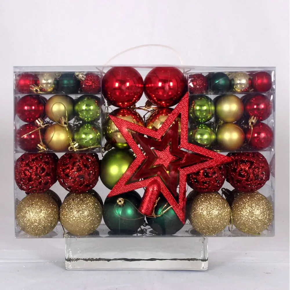 101PCS Fashion Plastic Christmas Ball Set 10 Colors Suspensable Xmas Ornament Ball 3-6cm Xmas Baubles Storefront