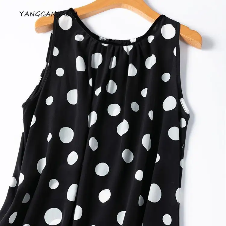 

Women's Classic Clothing Black/White Polka Dot 100% Natural Mulberry Silk Crepe De Chine Retro Women's Fashion Party Dress